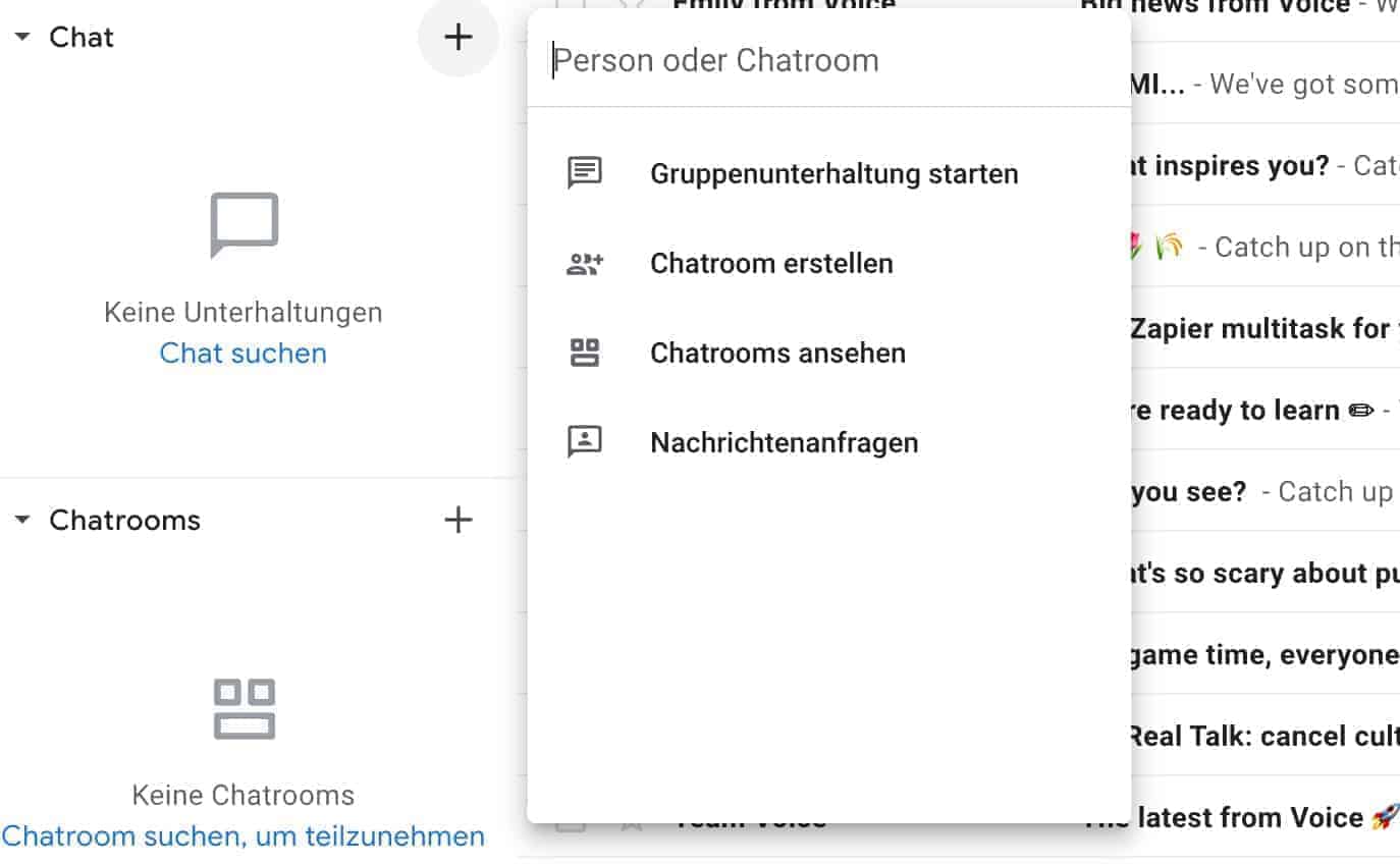 Google Chat starten