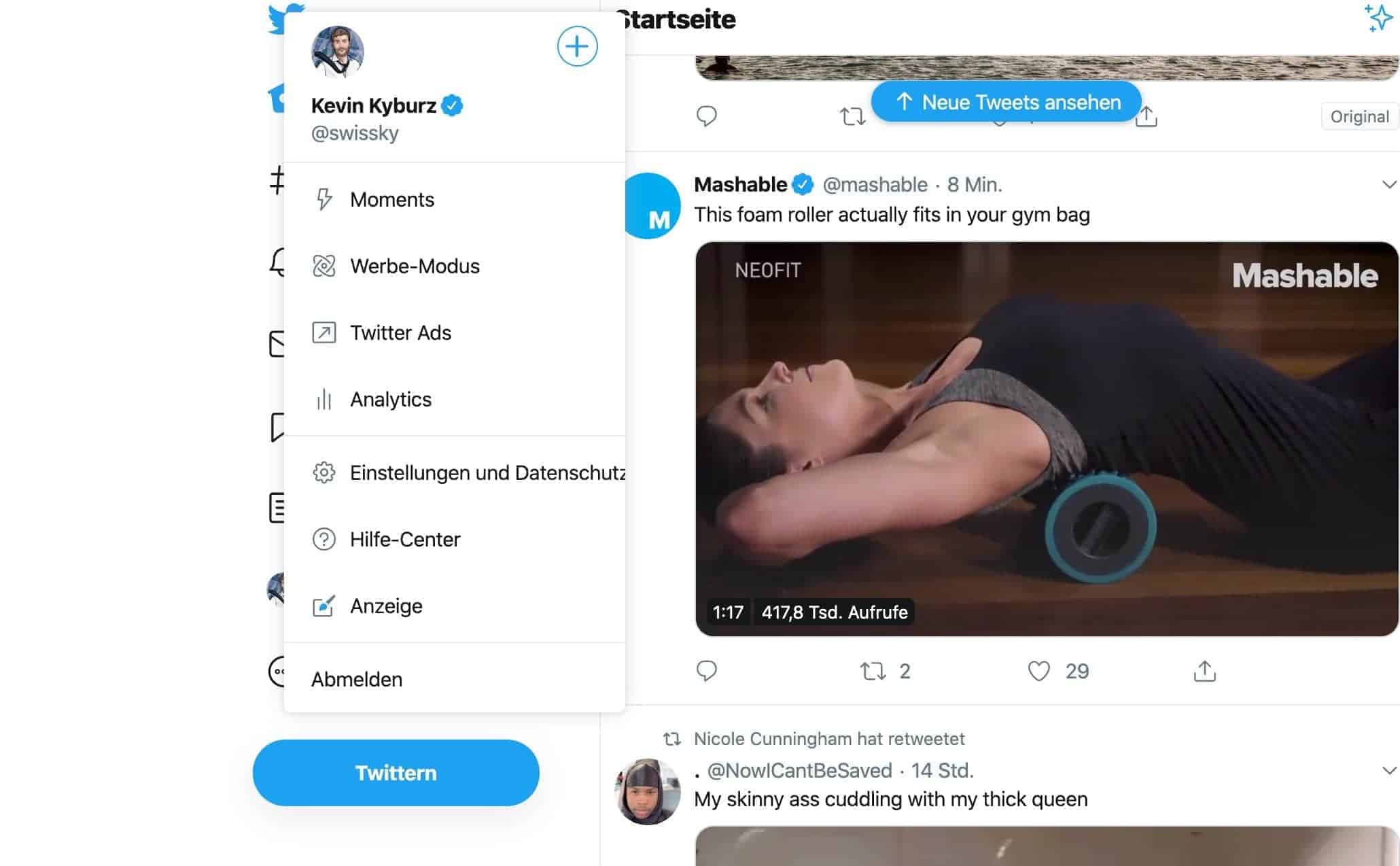 Twitter Redesign Profil wechseln