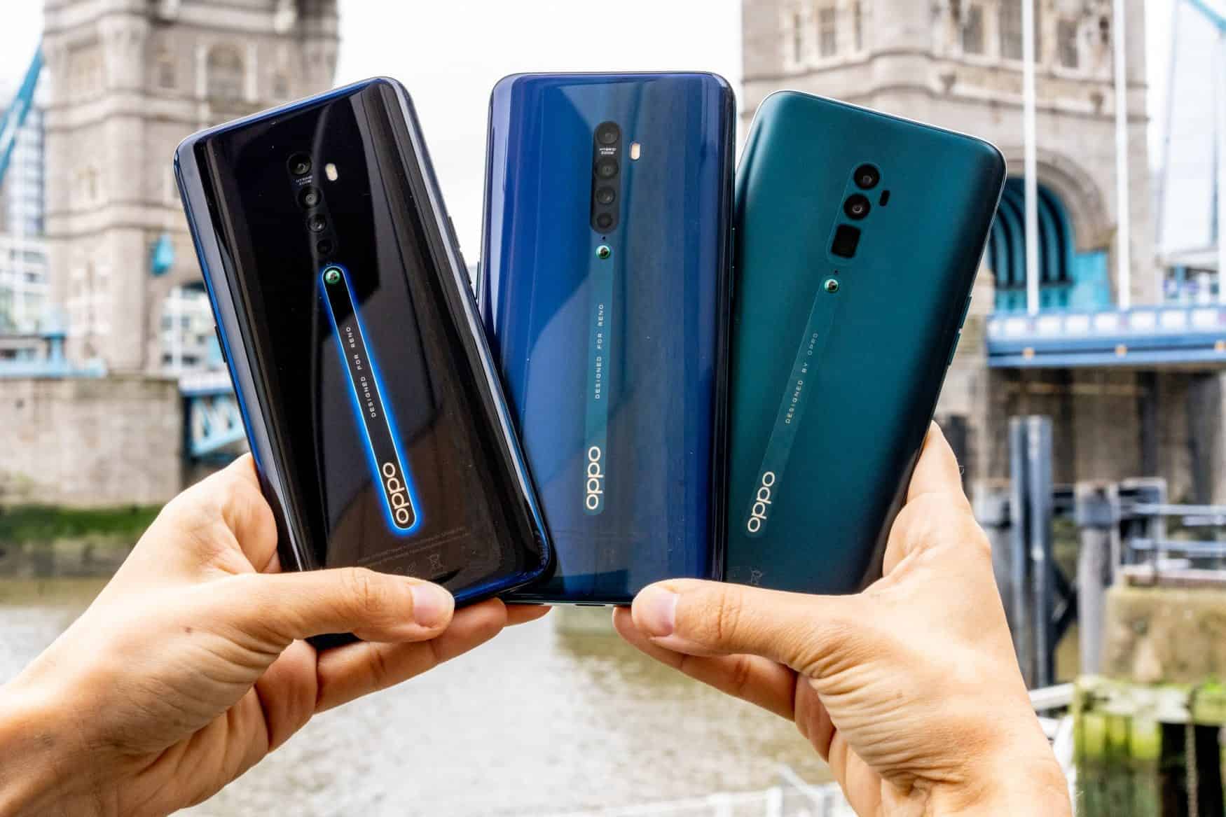 OPPO Reno2 Black and Blue with the OPPO Reno 10X 5G