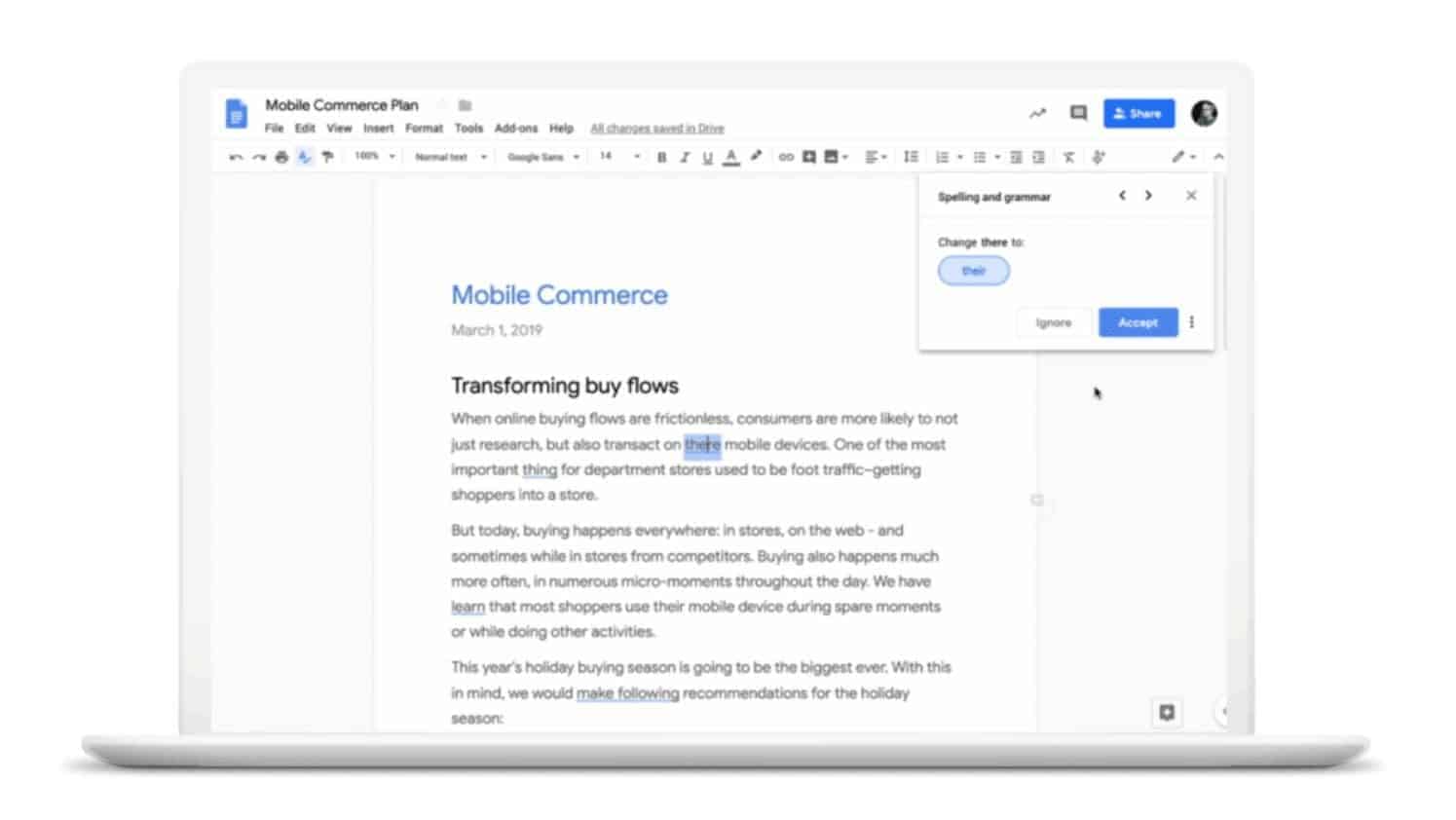 Google-Docs-grammar-suggestion