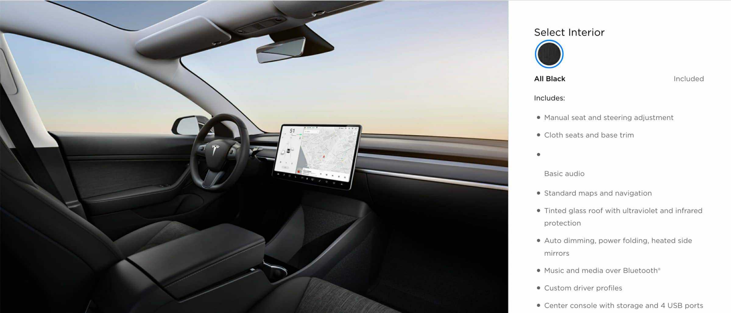 Tesla Model 3 base interior