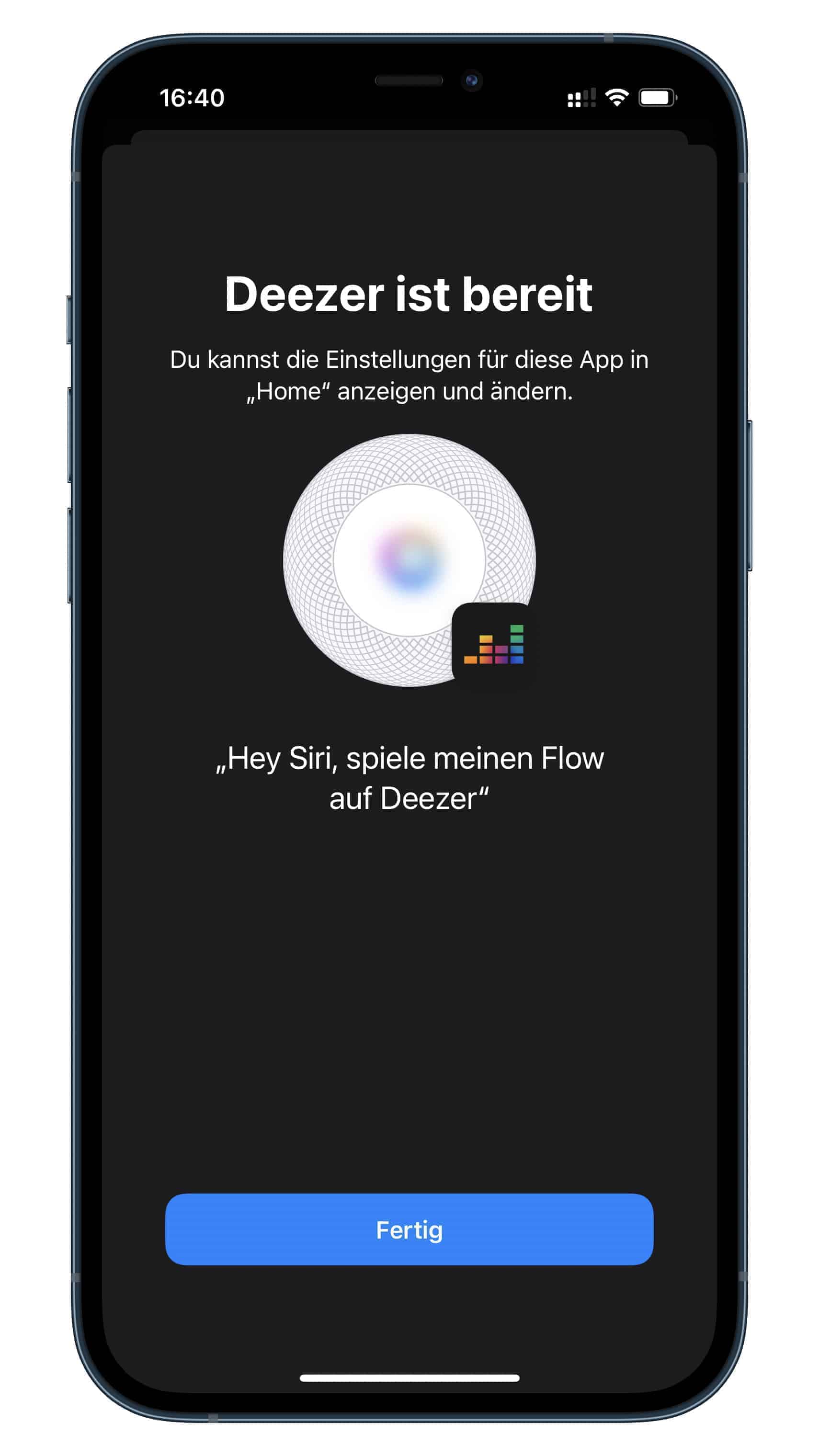 Deezer ist verbunden HomePod
