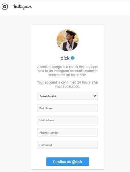 Instagram Fake Verifikation