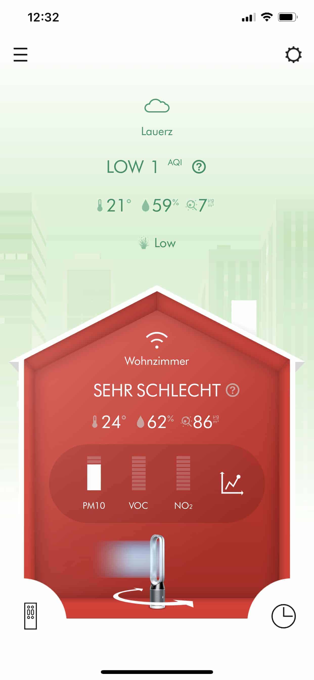 Dyson Pure Cool App Warnung