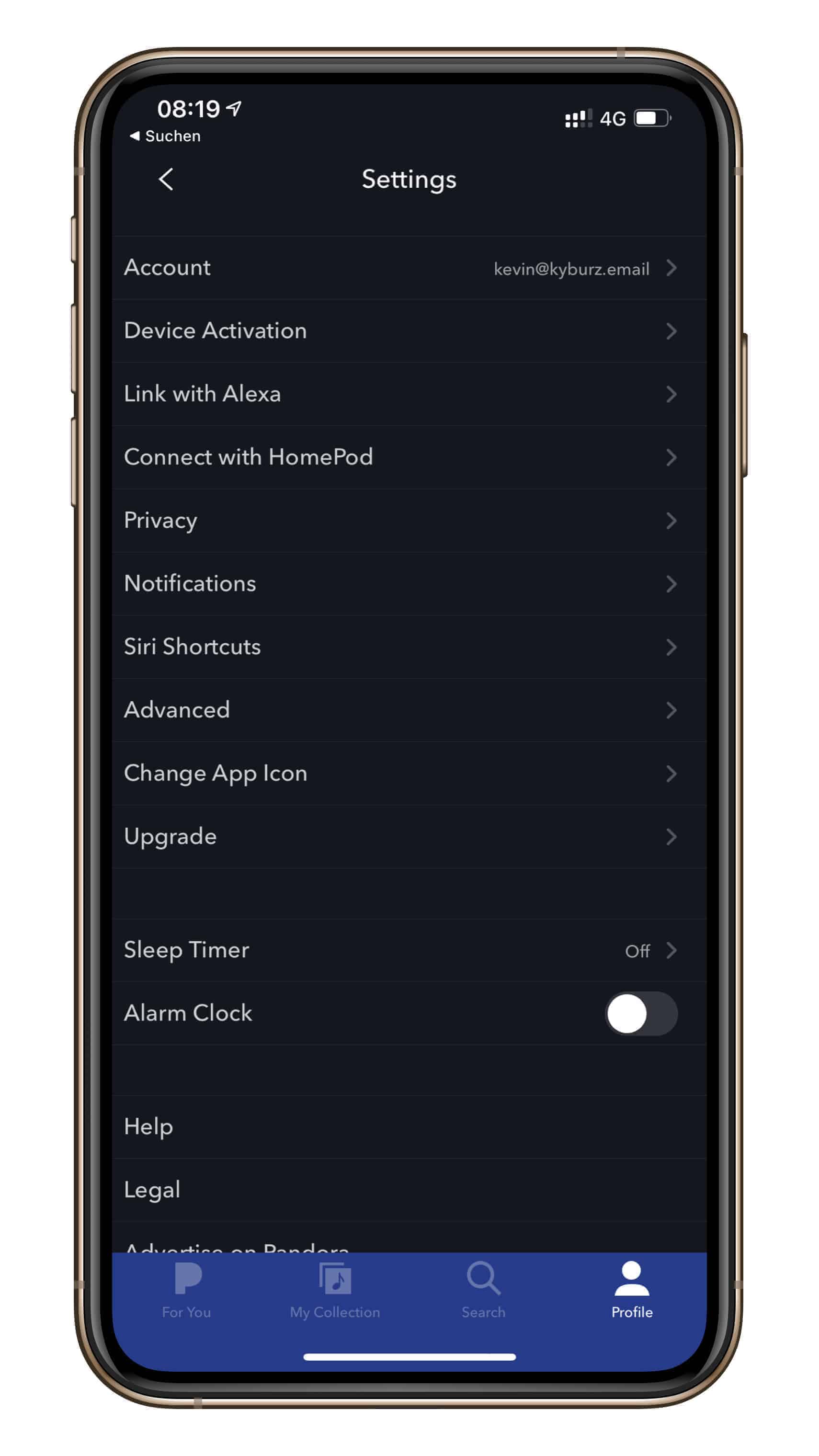 Pandora HomePod Einstellung