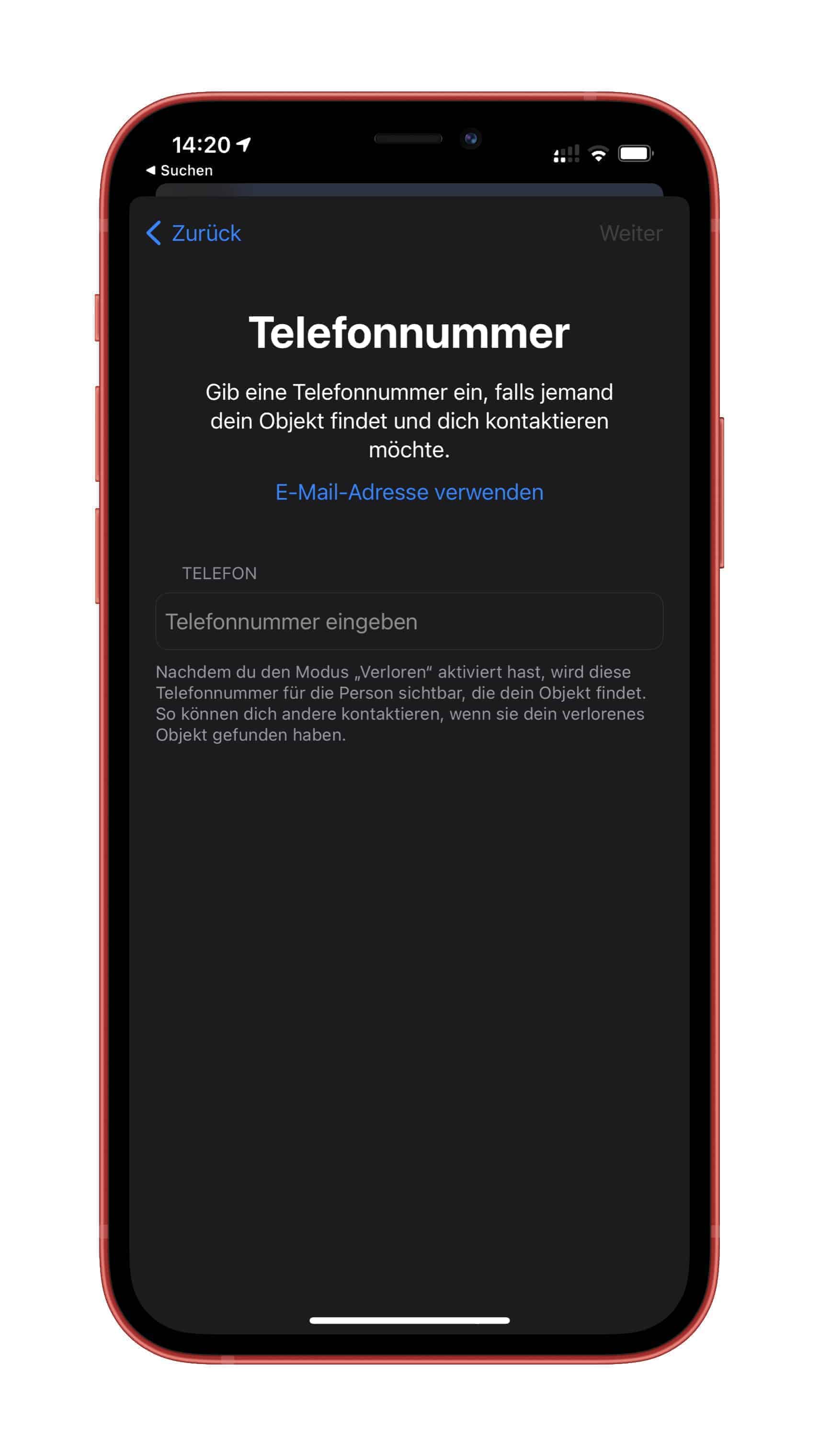 iPhone iOS 14.6 E-Mail Adresse Wo ist Airtags