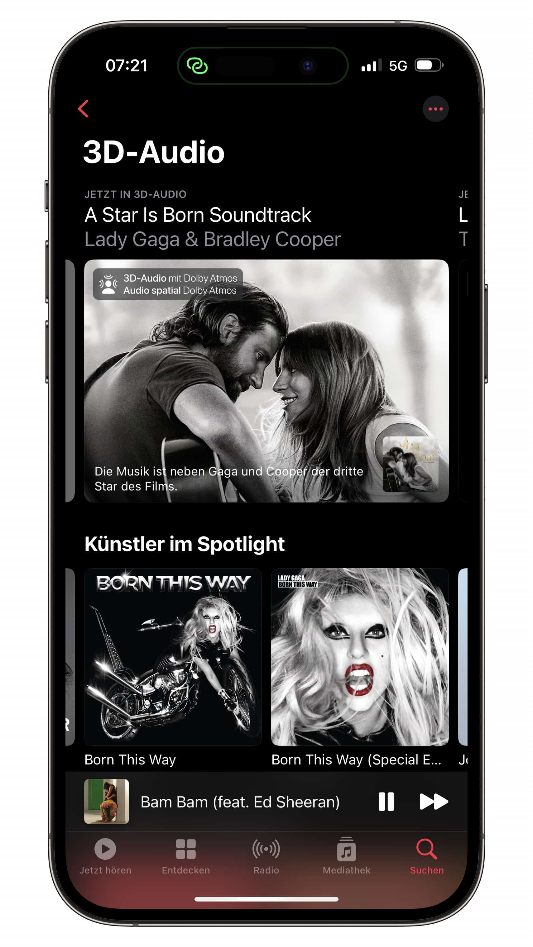 Apple Music 3D Audio Kategorie und Playliste