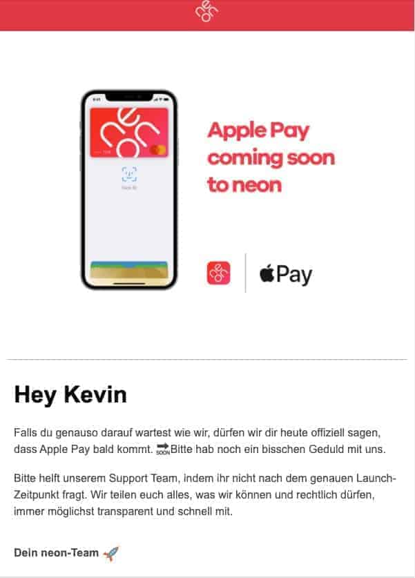 Neon Apple Pay Email