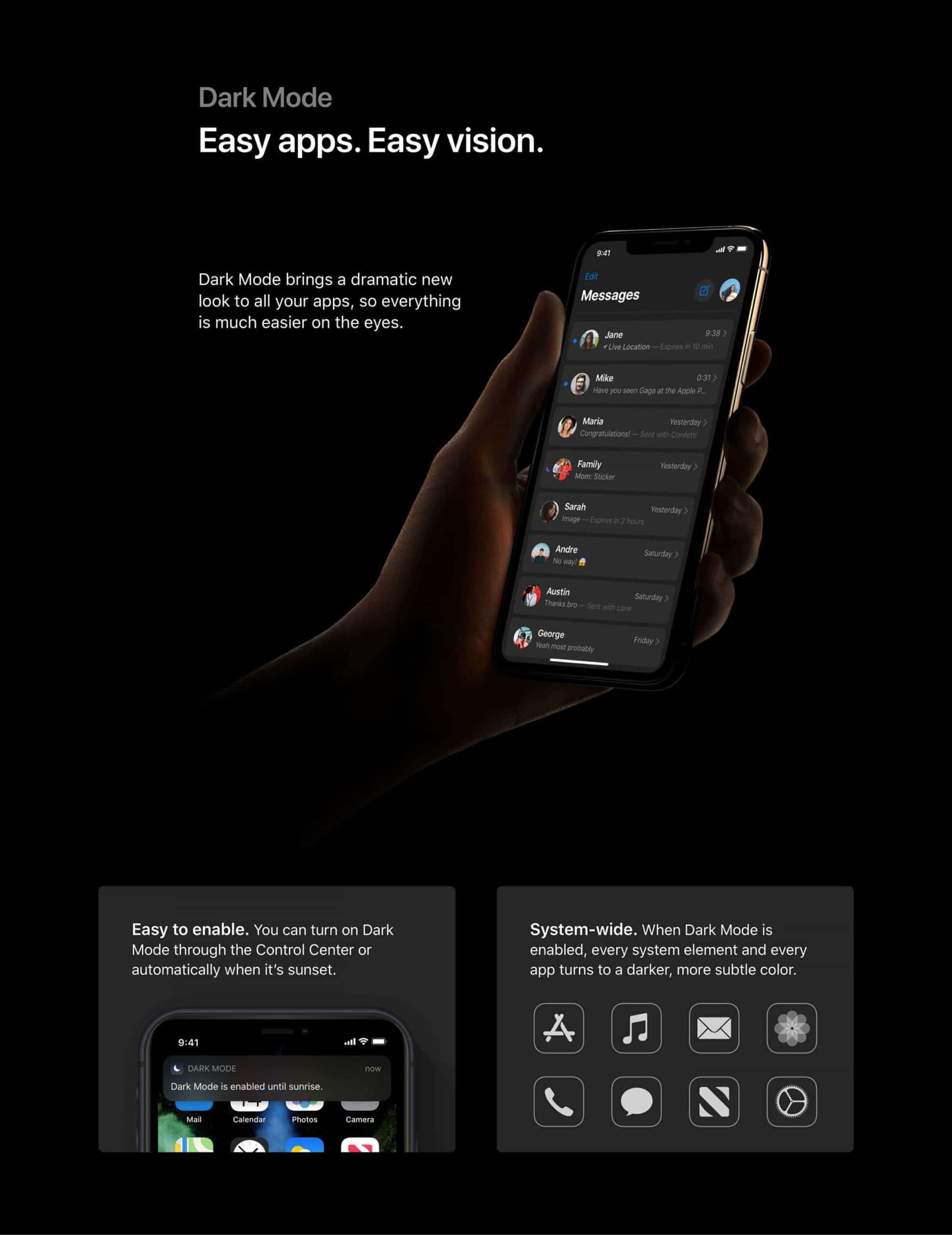 iOS 13 Dark Mode Konzept