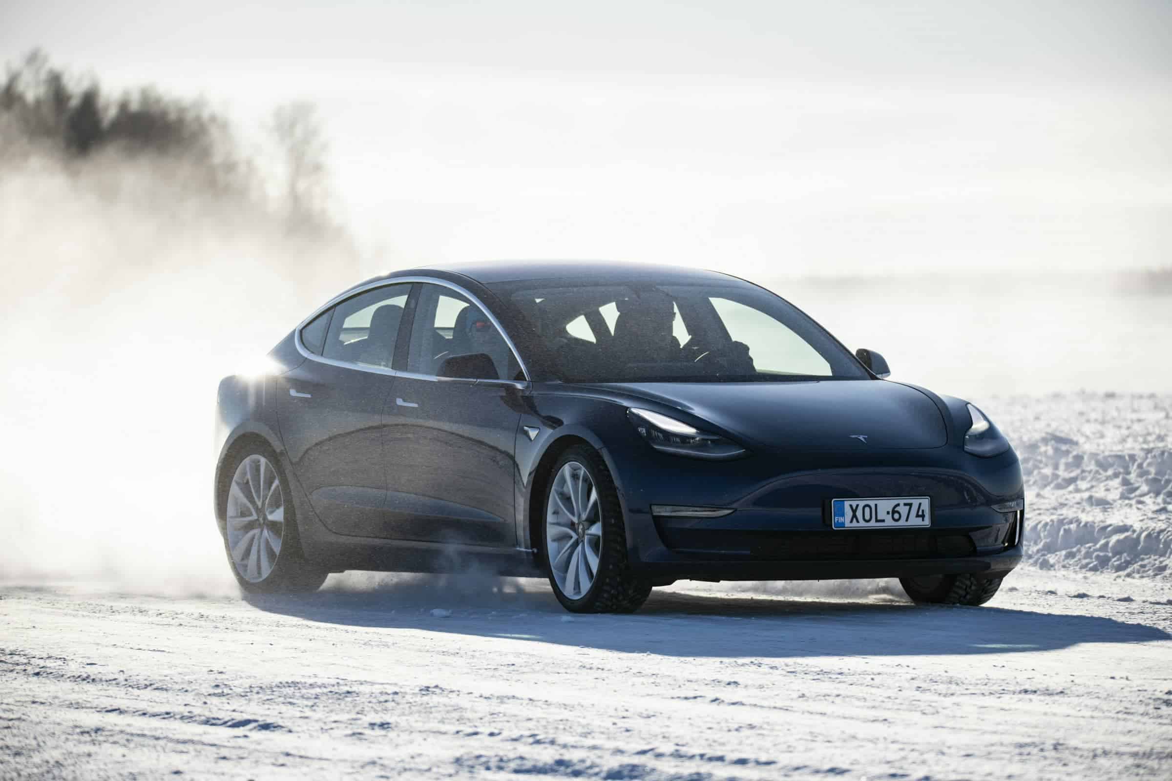 Tesla Model 3 Drift on Snow