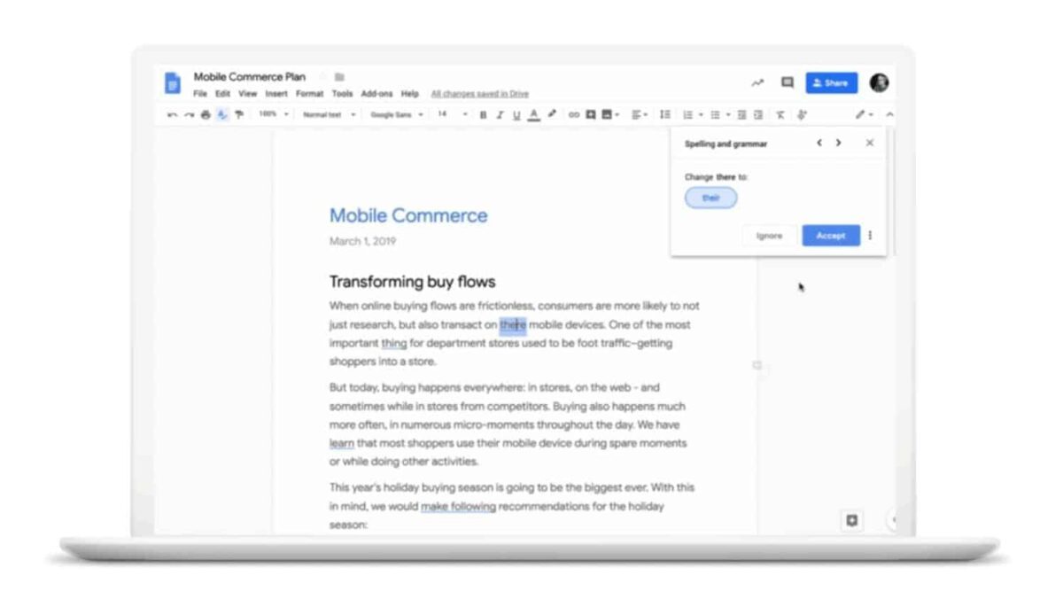 Google-Docs-grammar-suggestion
