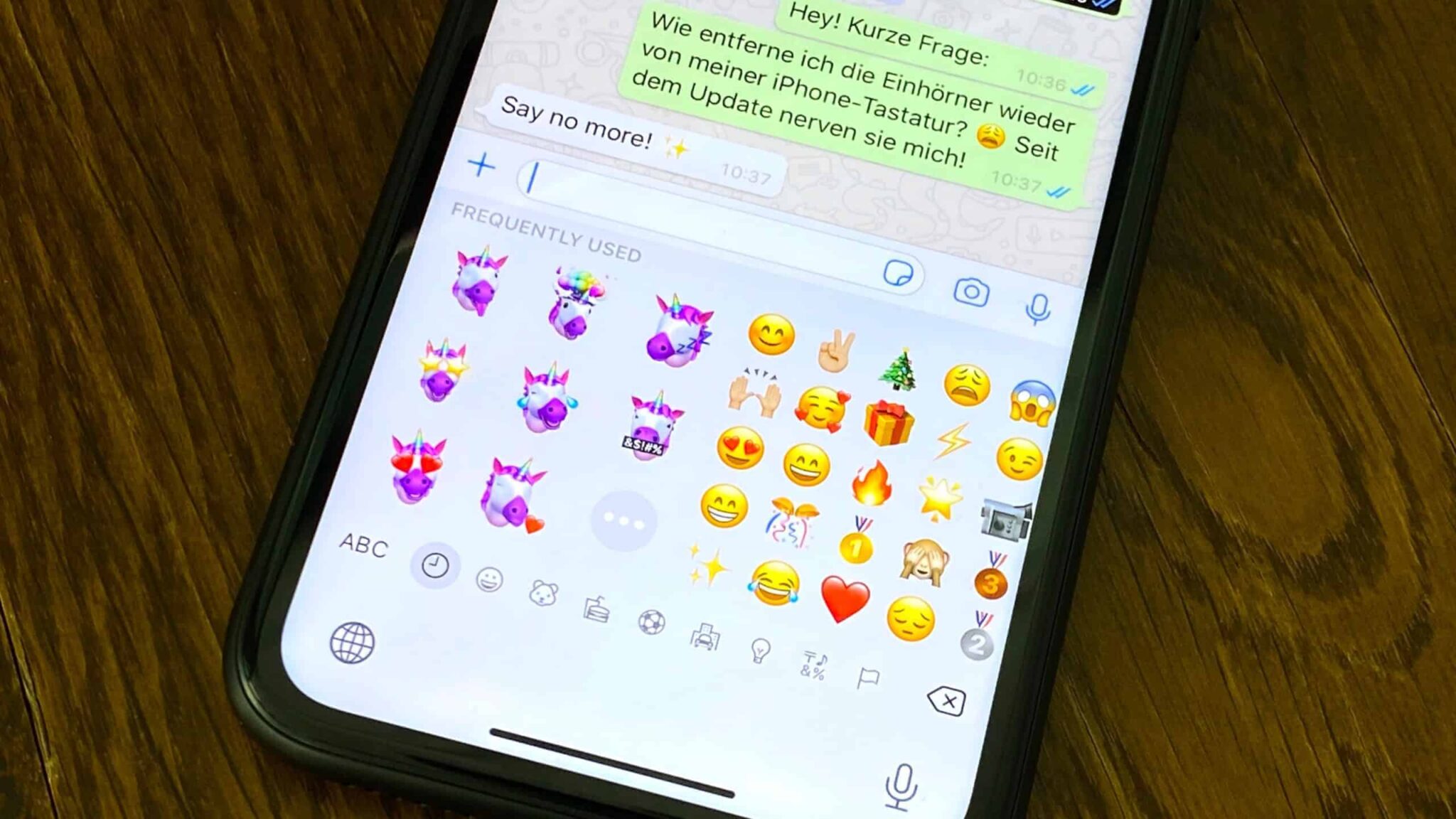 iPhone Einhörner von Tastatur entfernen