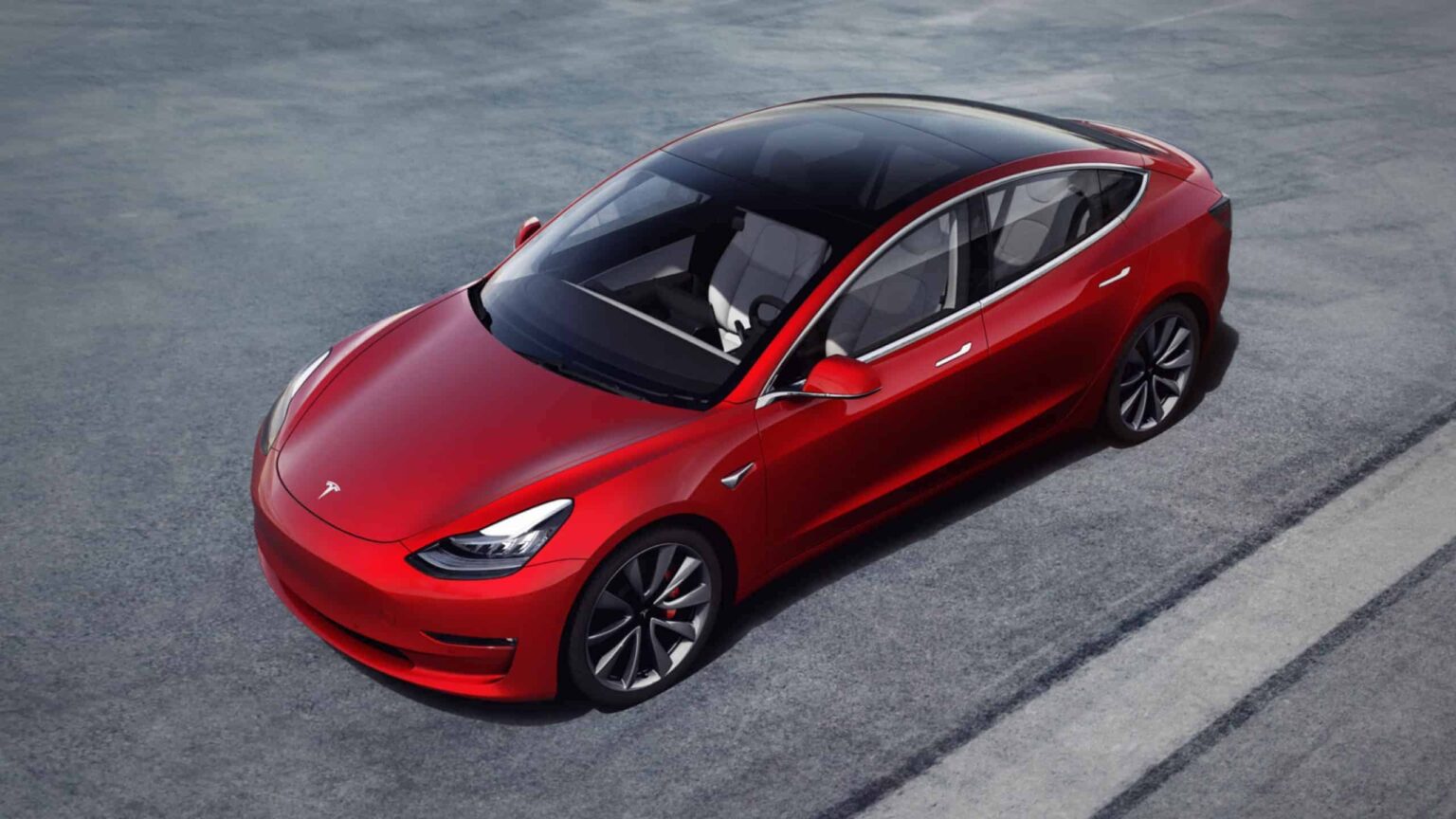 Tesla Model 3 Press Render Red Rot