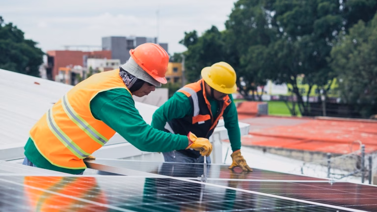 Balkonkraftwerk mit Solarmodulen an der Brüstung